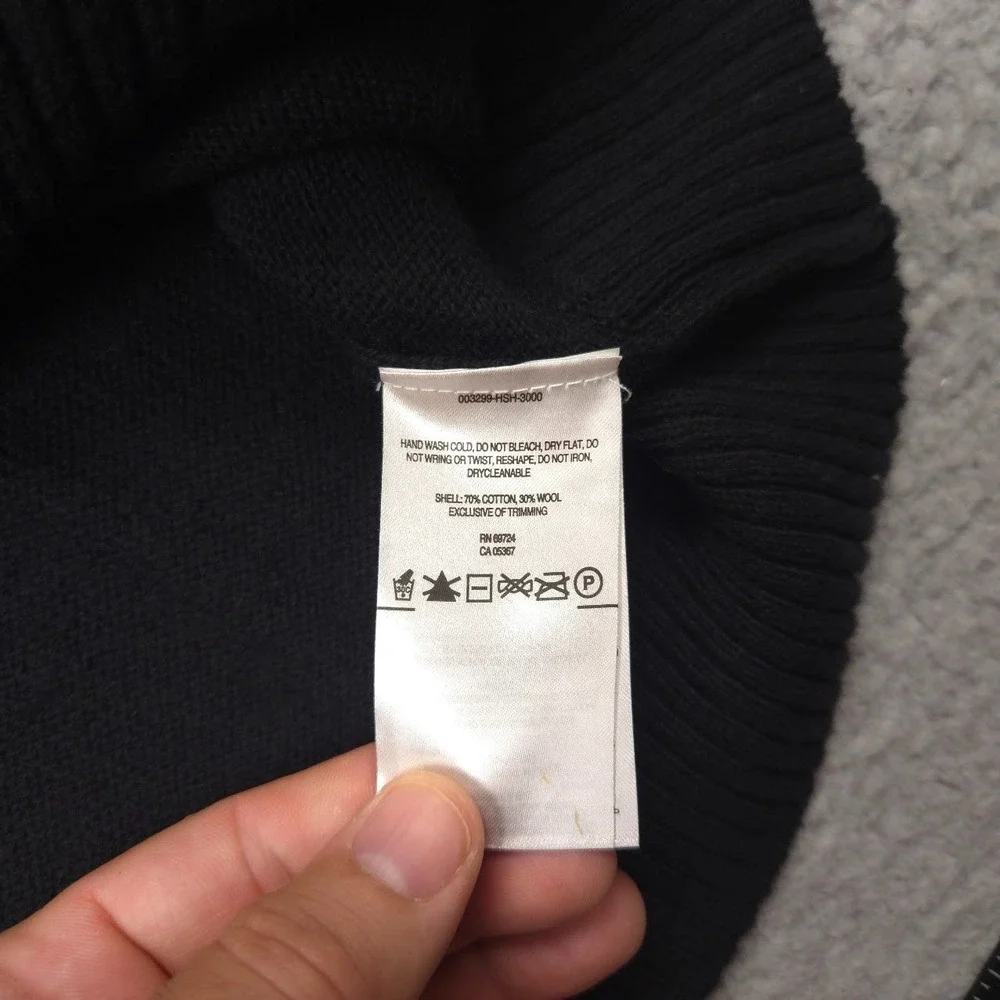 Columbia Mens Large Black Quarter Zip Cotton Wool Sweater Mock Neck Outdoor‎